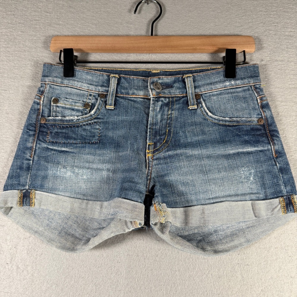 Citizens of Humanity Blue Denim Cuffed‎ Distressed Shorts 919-001 Size 25